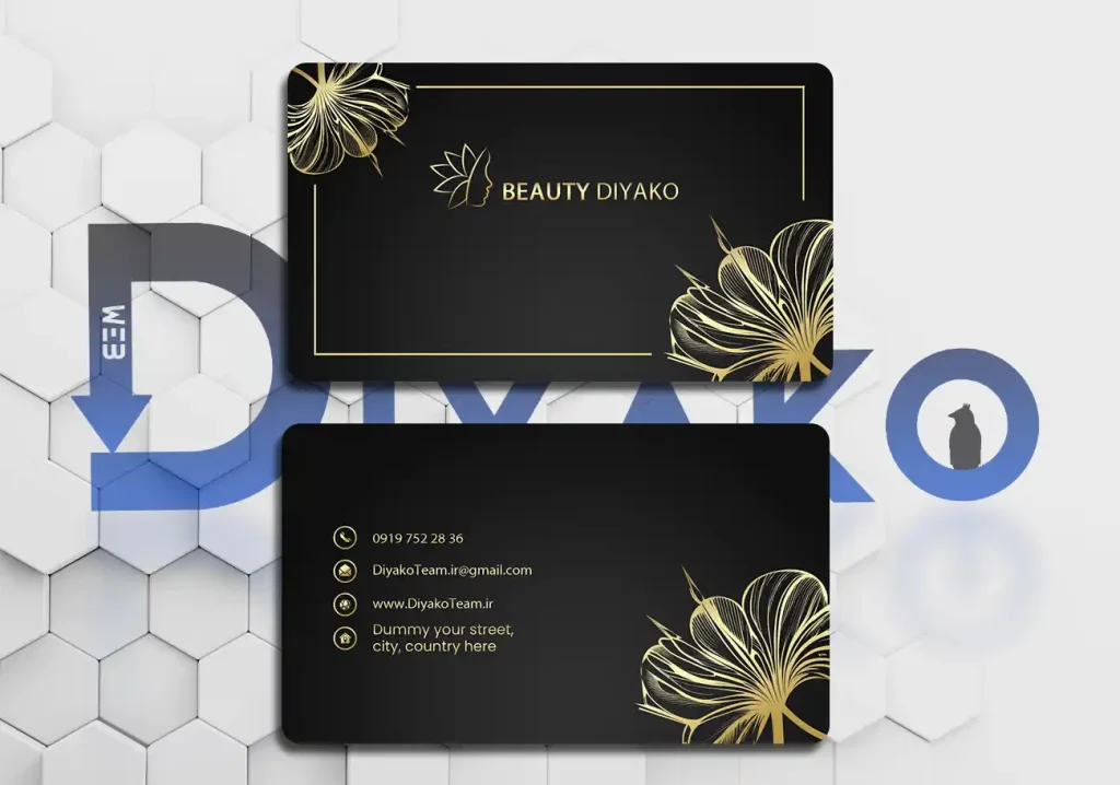 کارت ویزیت گل طلایی